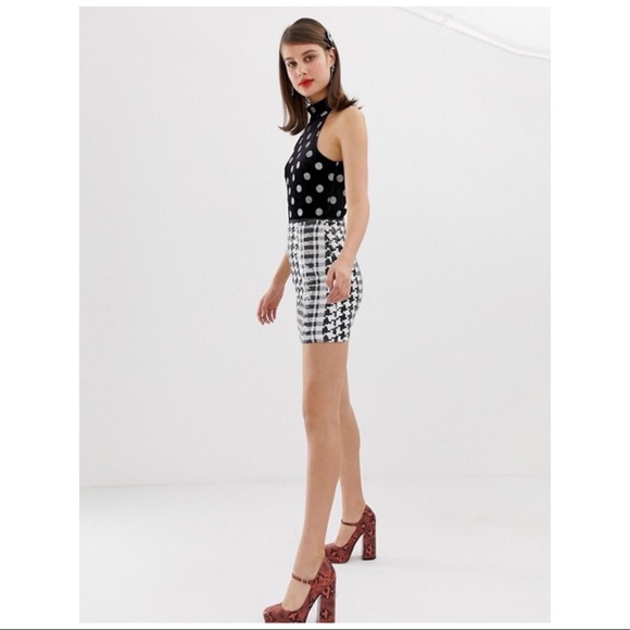 ASOS | GLITTER MOCK NECK 90s POLKADOT BODYSUIT - Picture 2 of 4